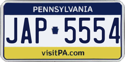 PA license plate JAP5554