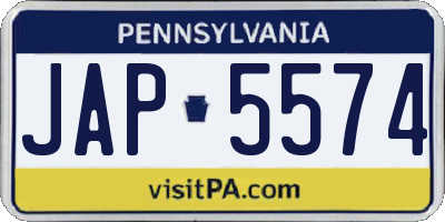 PA license plate JAP5574