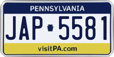 PA license plate JAP5581