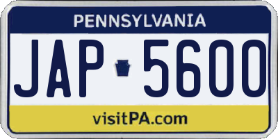 PA license plate JAP5600