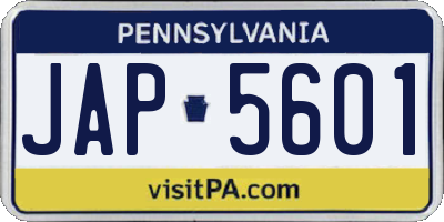 PA license plate JAP5601