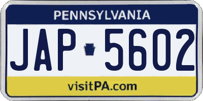 PA license plate JAP5602