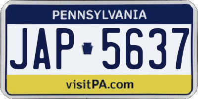 PA license plate JAP5637