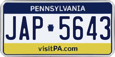 PA license plate JAP5643