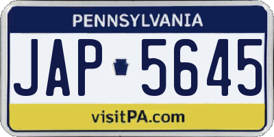 PA license plate JAP5645