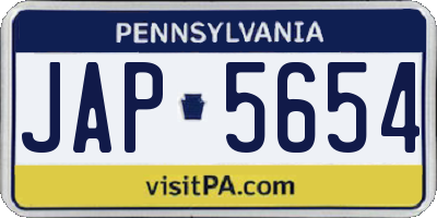PA license plate JAP5654