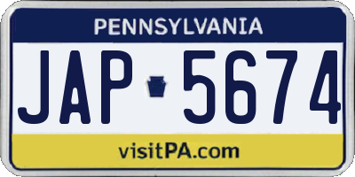 PA license plate JAP5674