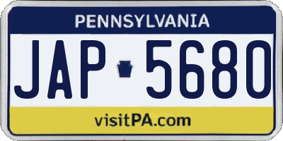PA license plate JAP5680