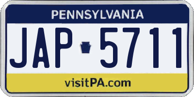 PA license plate JAP5711
