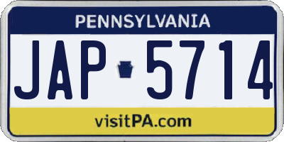 PA license plate JAP5714