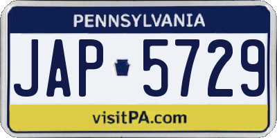 PA license plate JAP5729