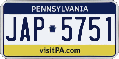 PA license plate JAP5751