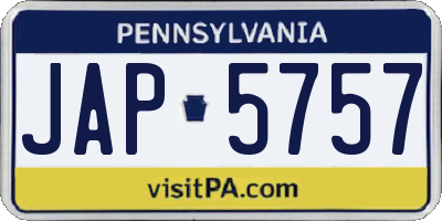 PA license plate JAP5757