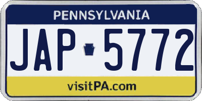 PA license plate JAP5772
