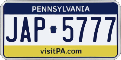 PA license plate JAP5777