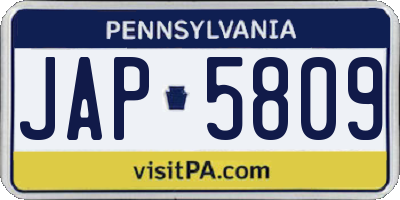 PA license plate JAP5809