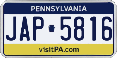 PA license plate JAP5816