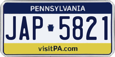 PA license plate JAP5821