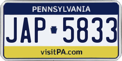 PA license plate JAP5833