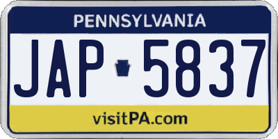 PA license plate JAP5837