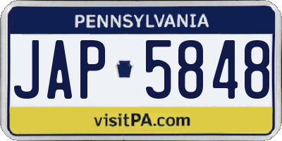 PA license plate JAP5848
