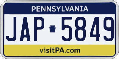 PA license plate JAP5849