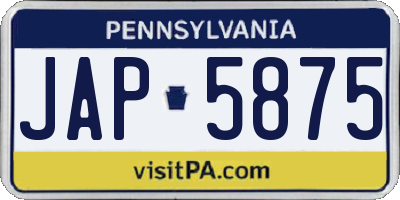 PA license plate JAP5875