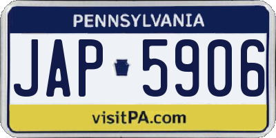 PA license plate JAP5906