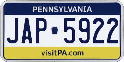PA license plate JAP5922
