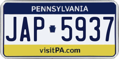 PA license plate JAP5937