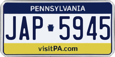 PA license plate JAP5945