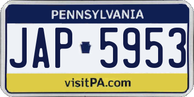 PA license plate JAP5953
