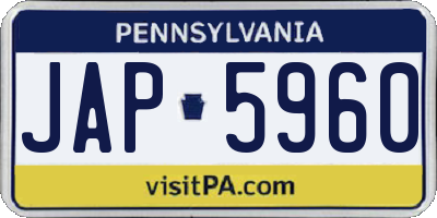 PA license plate JAP5960