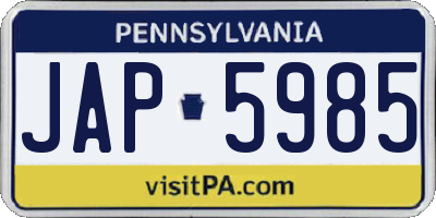 PA license plate JAP5985