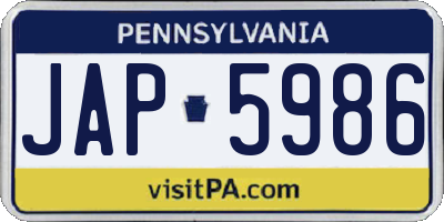 PA license plate JAP5986