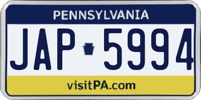 PA license plate JAP5994