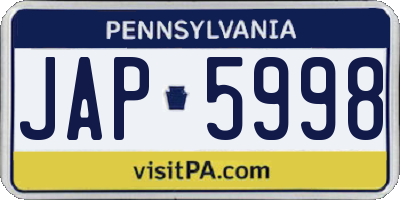 PA license plate JAP5998