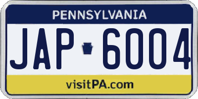 PA license plate JAP6004