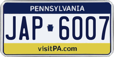 PA license plate JAP6007
