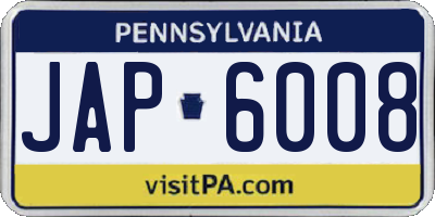 PA license plate JAP6008