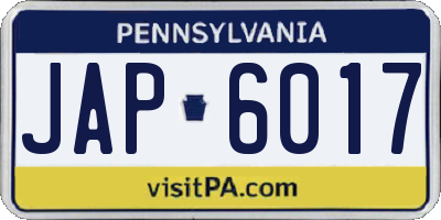 PA license plate JAP6017