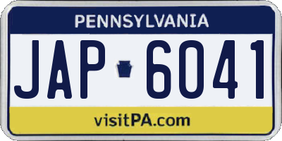 PA license plate JAP6041