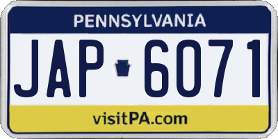 PA license plate JAP6071