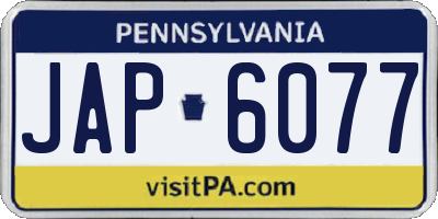 PA license plate JAP6077