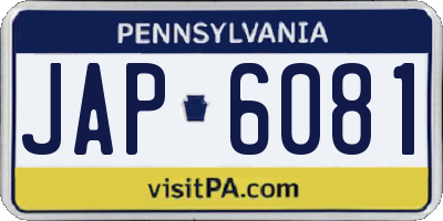 PA license plate JAP6081