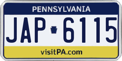 PA license plate JAP6115