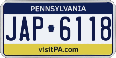 PA license plate JAP6118