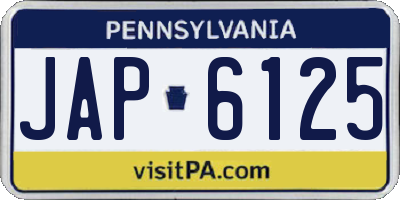 PA license plate JAP6125
