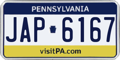 PA license plate JAP6167