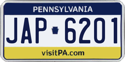 PA license plate JAP6201